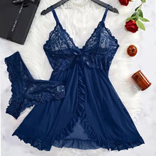 Cargar imagen en el visor de la galería, Lace Ruffle Babydoll Lingerie Set