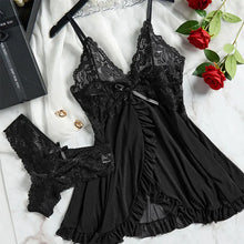 Cargar imagen en el visor de la galería, Lace Ruffle Babydoll Lingerie Set
